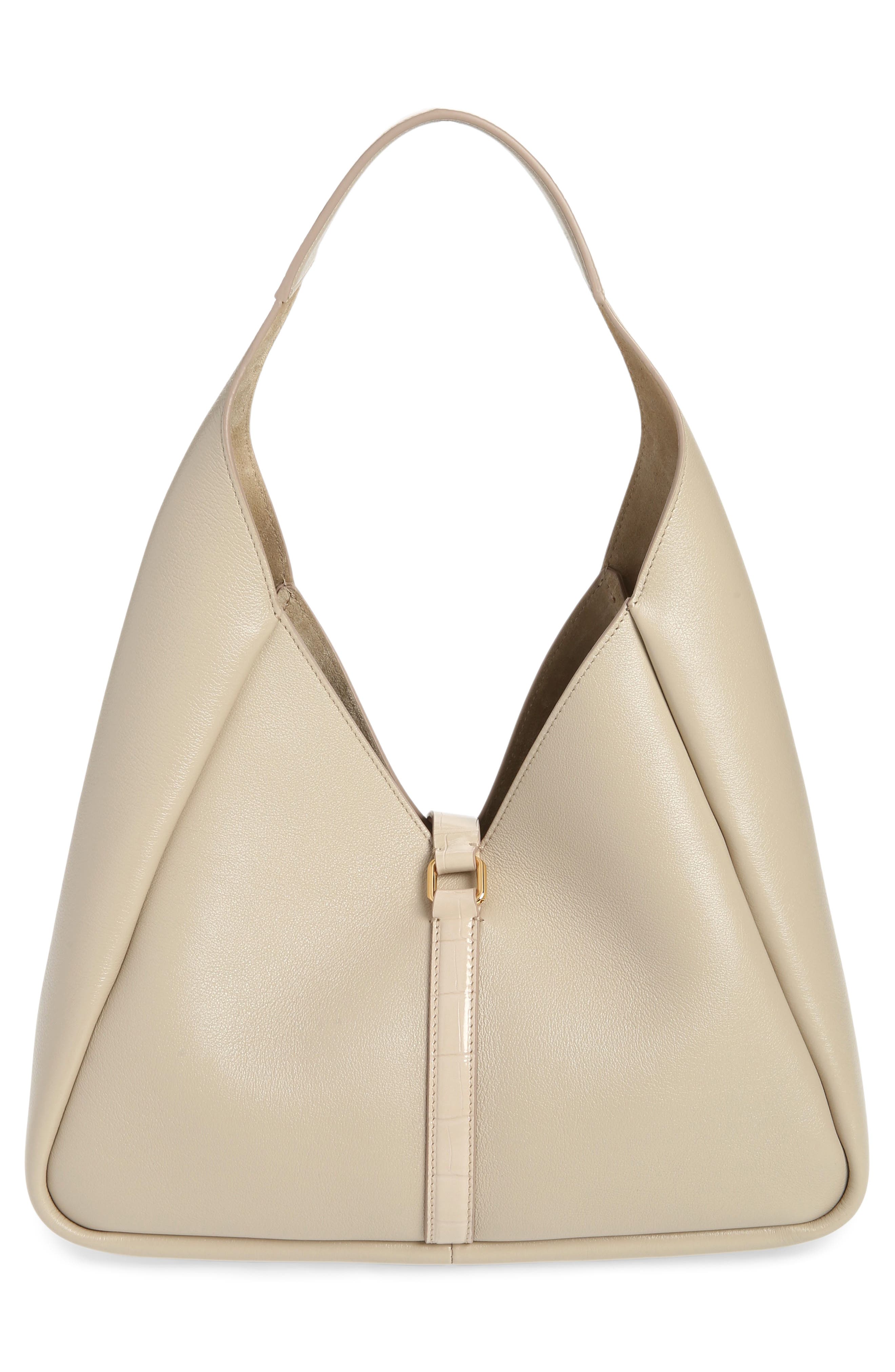 Medium G-Lock Leather Hobo Bag, Alternate, color, NATURAL BEIGE