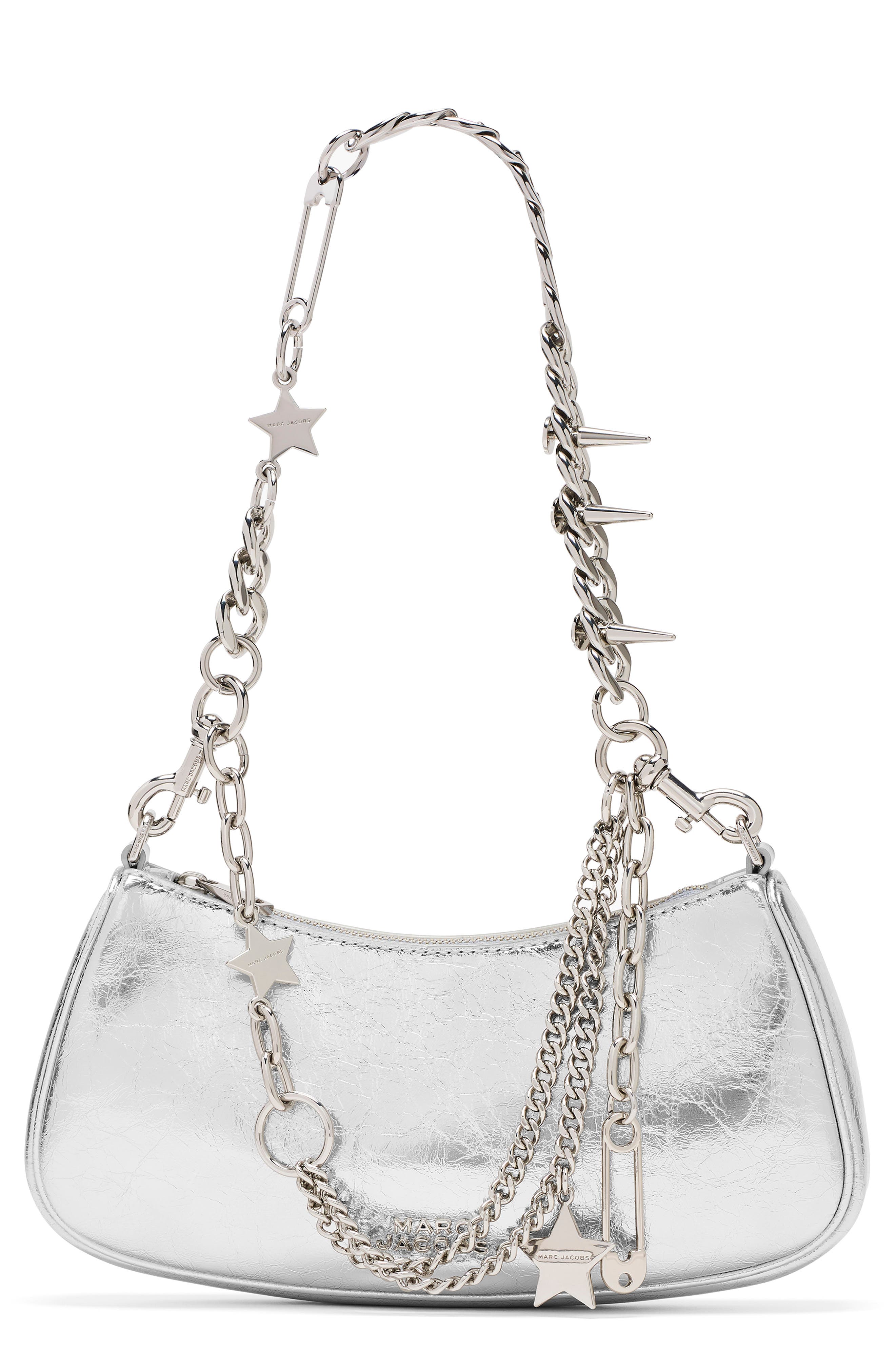 Marc Jacobs The Charm Shoulder Bag, Main, color, Silver