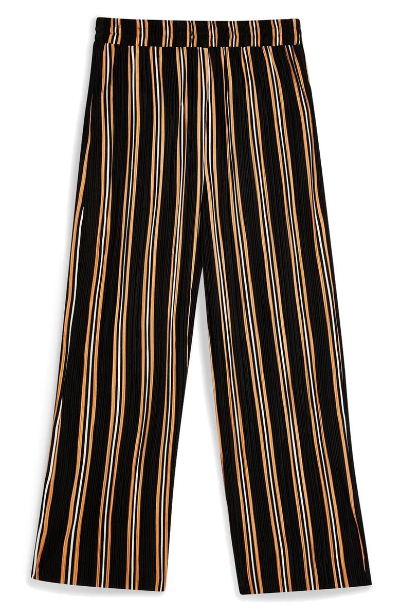 Topshop Stripe Plissé Crop Trousers, Alternate, color, 