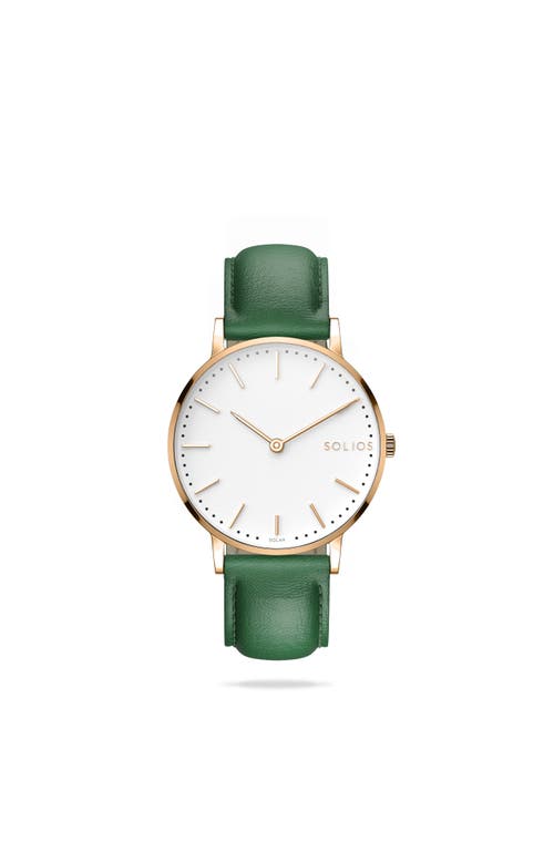 Solios Watches The Solar Classic | White Dial In Green Vegan Leather