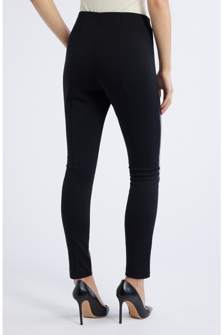 Faux Leather Ponte Pants, Alternate, color, BLACK