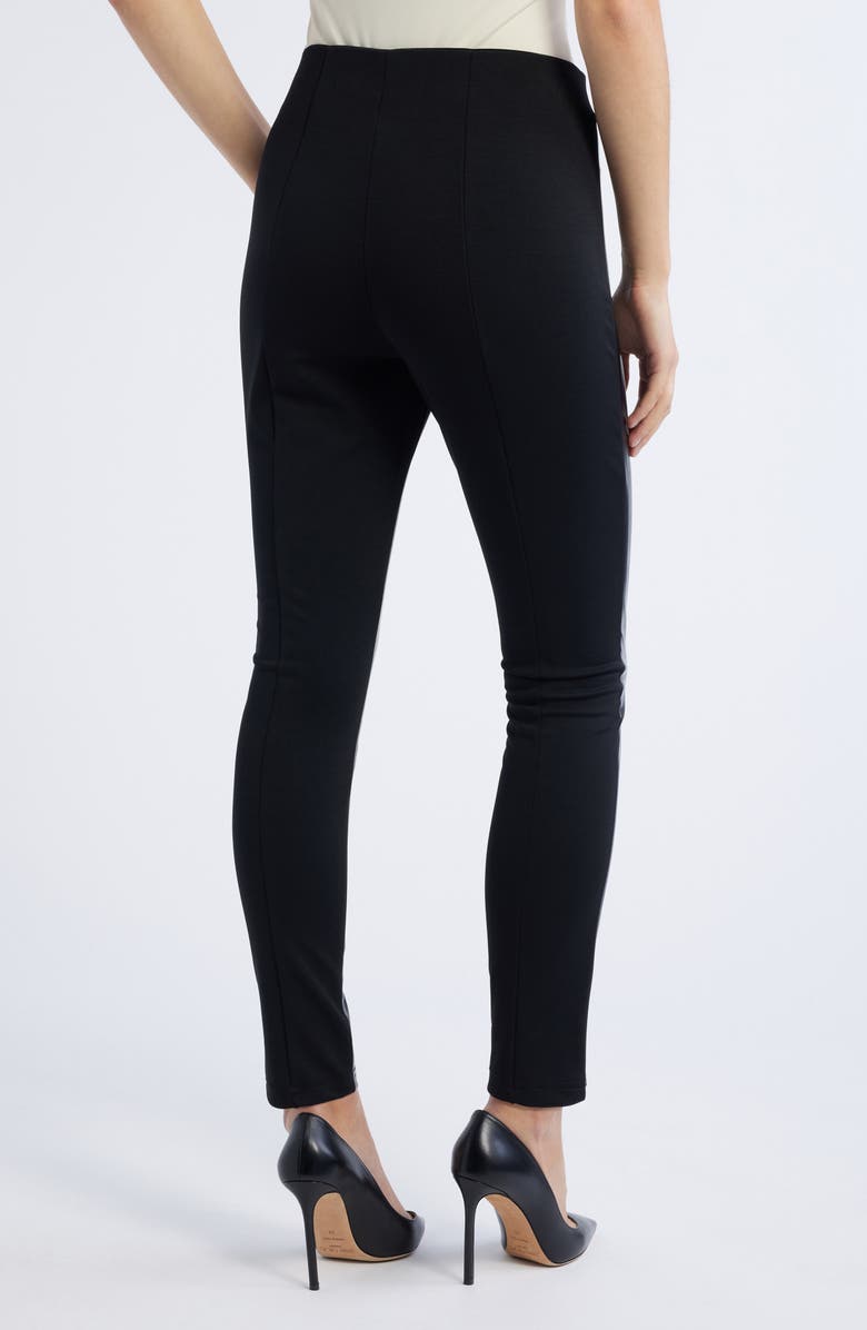 Tahari ASL Faux Leather Ponte Pants, Alternate, color, Black