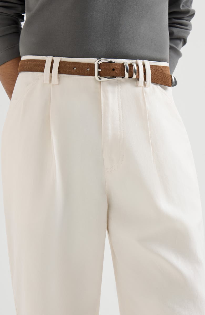 Brunello Cucinelli Cotton and linen trousers, Alternate, color, White