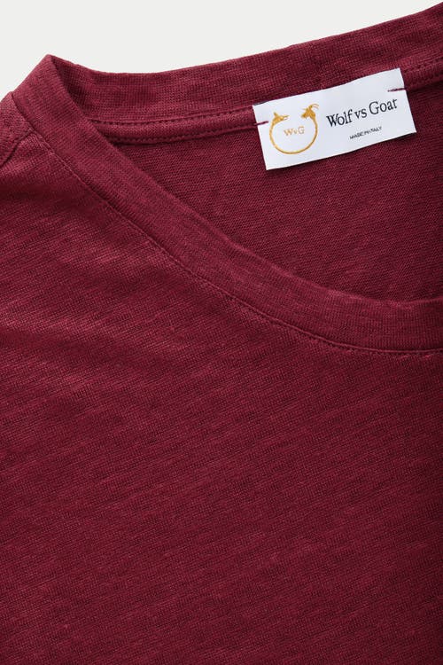 Wolf Vs. Goat (wvg) Short Sleeve Linen Crew Neck Tee In Brown