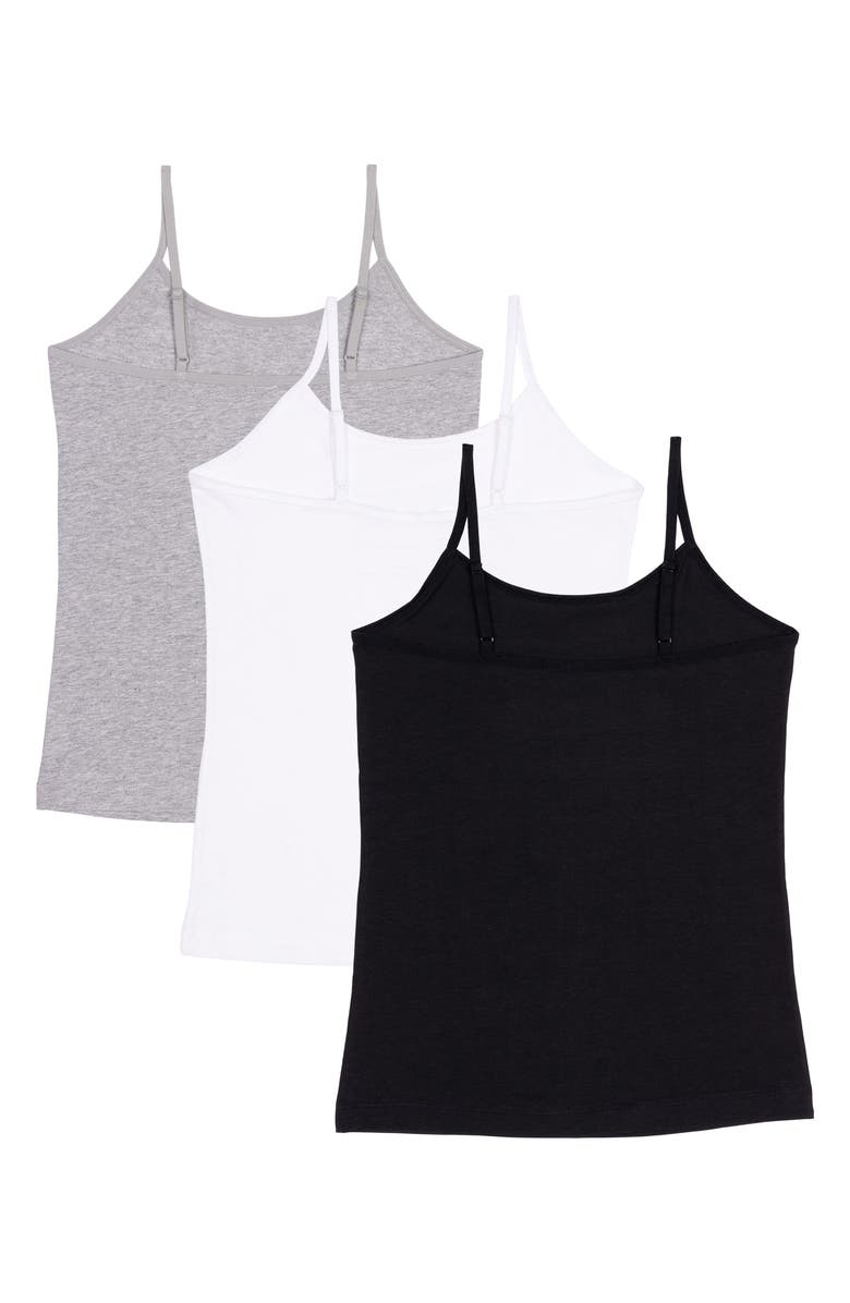 Calvin Klein Kids' 3-Pack Assorted Sleep Camisoles, Alternate, color, Black/ White/ Heather Grey