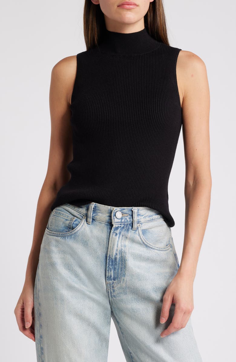 1.STATE Mock Neck Sleeveless Rib Sweater, Main, color, 