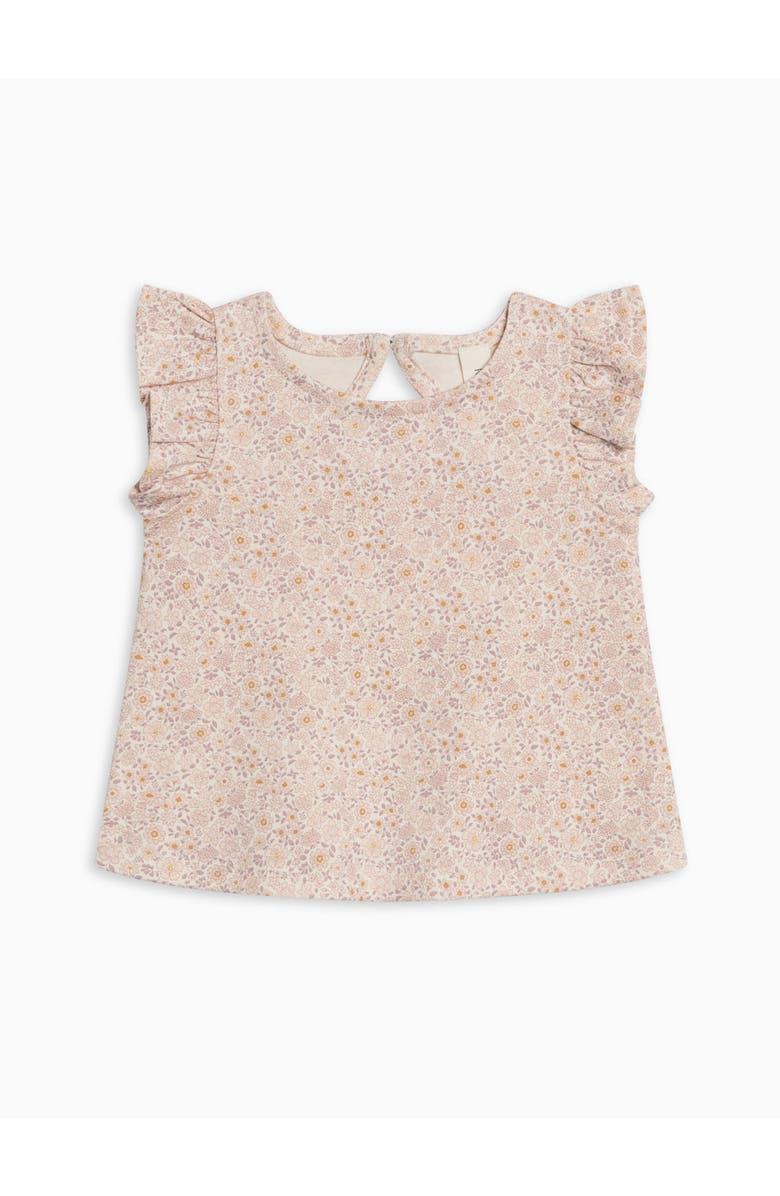 KENDI by Colored Organics Organic Ella Ruffle Sleeve Tank Top, Main, color, Primrose / Fog + Shell