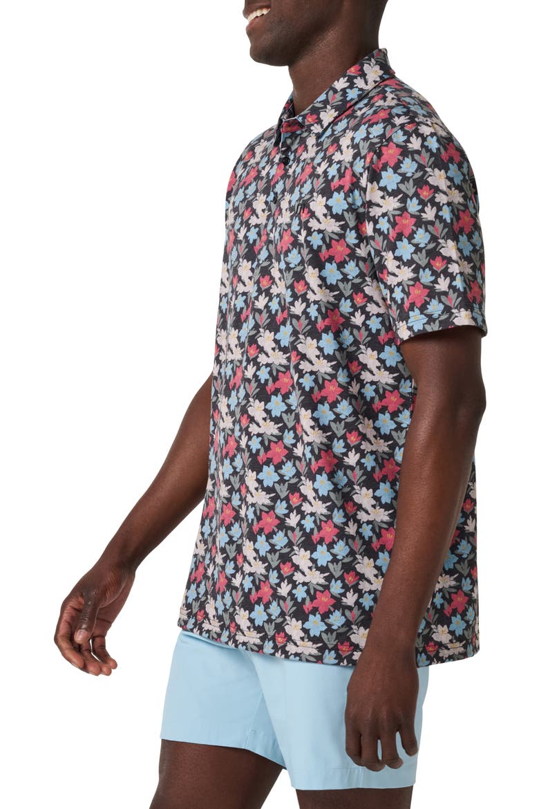 Featherweight Fairway Floral Polo, Alternate, color, BLACK