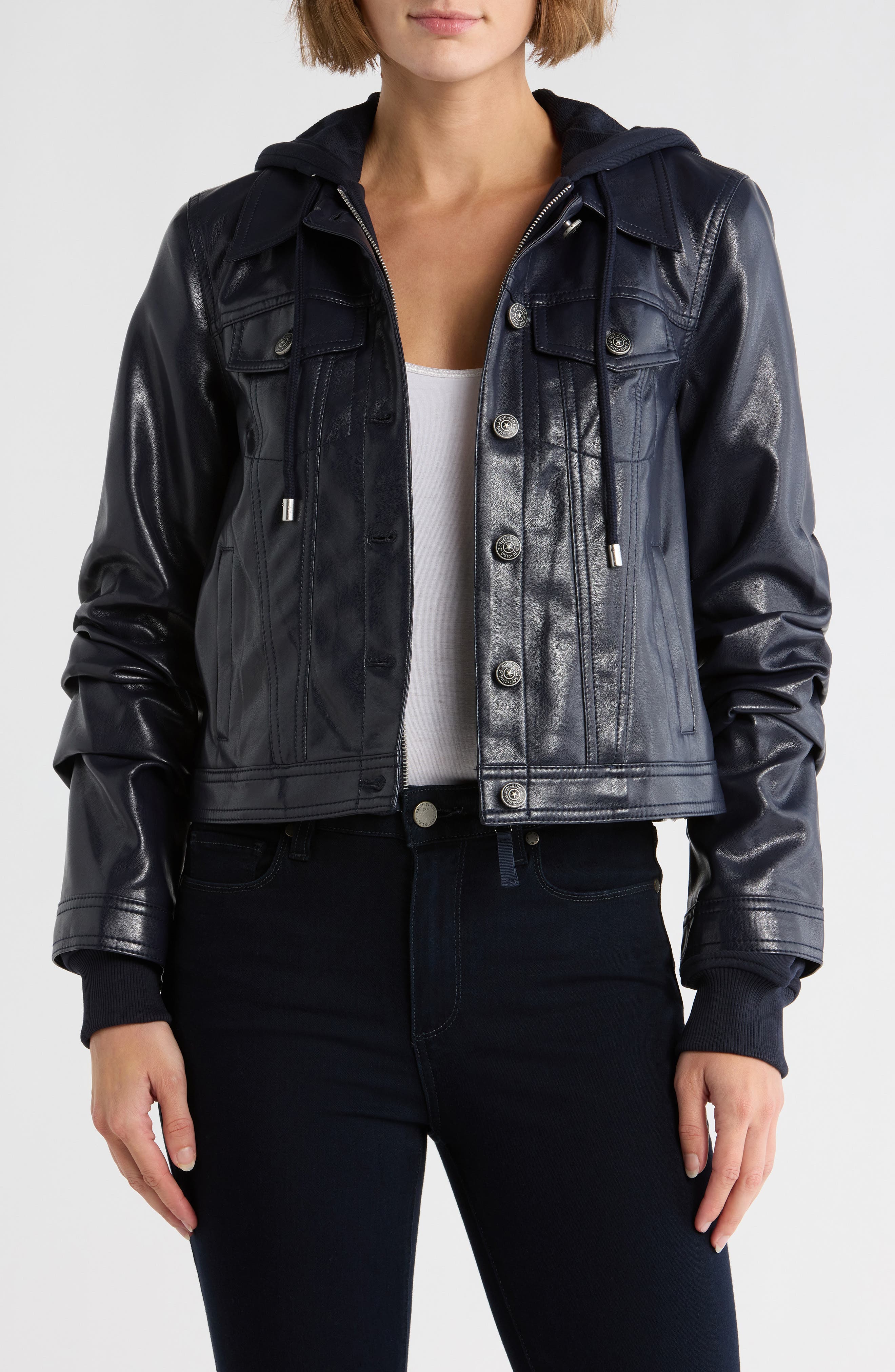Cinq à Sept Jess Faux Leather Hooded Jacket