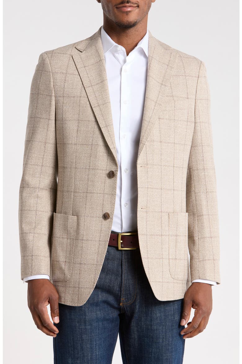 Plaid Sport Coat, Main, color, OATMEAL/ BROWN