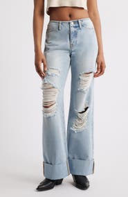PTCL Elowen Distressed Cuffed Wide Leg Jeans