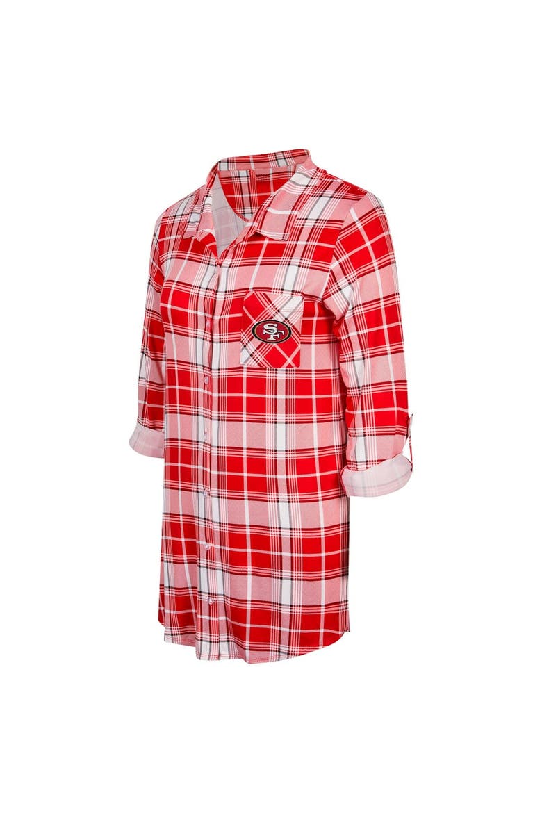 Women's Concepts Sport Scarlet San Francisco 49ers Ashford Plaid Knit Nightshirt, Alternate, color, Scarlet