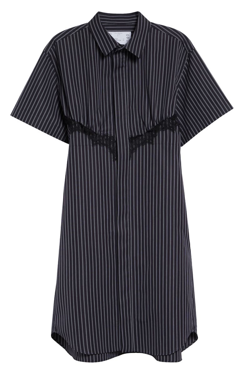 Sacai Pinstripe Poplin Shirtdress, Main, color, Navy Stripe