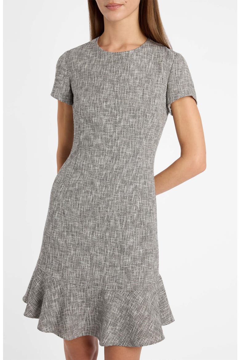 Moira Cap Sleeve Flounce Dress in Soft Boucle, Alternate, color, Onyx Multi