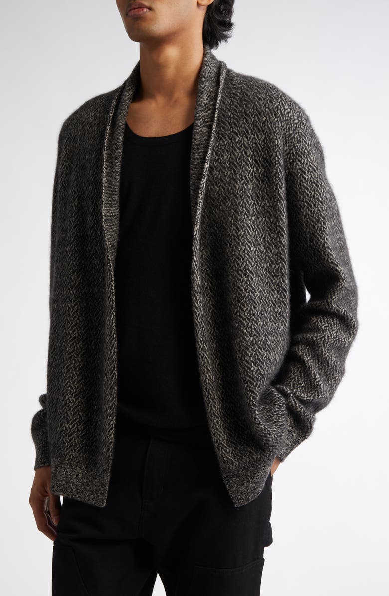 FRENCKENBERGER Hamza Open Front Cashmere & Silk Herringbone Cardigan, Alternate, color, 