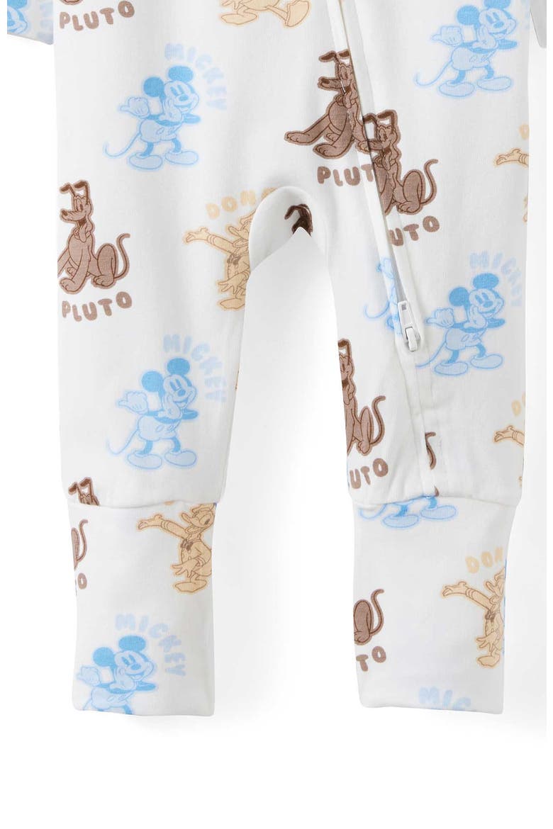 Growie Long Sleeve Zip All In One Romper, Alternate, color, Lcn Dis Vanilla Mickey And