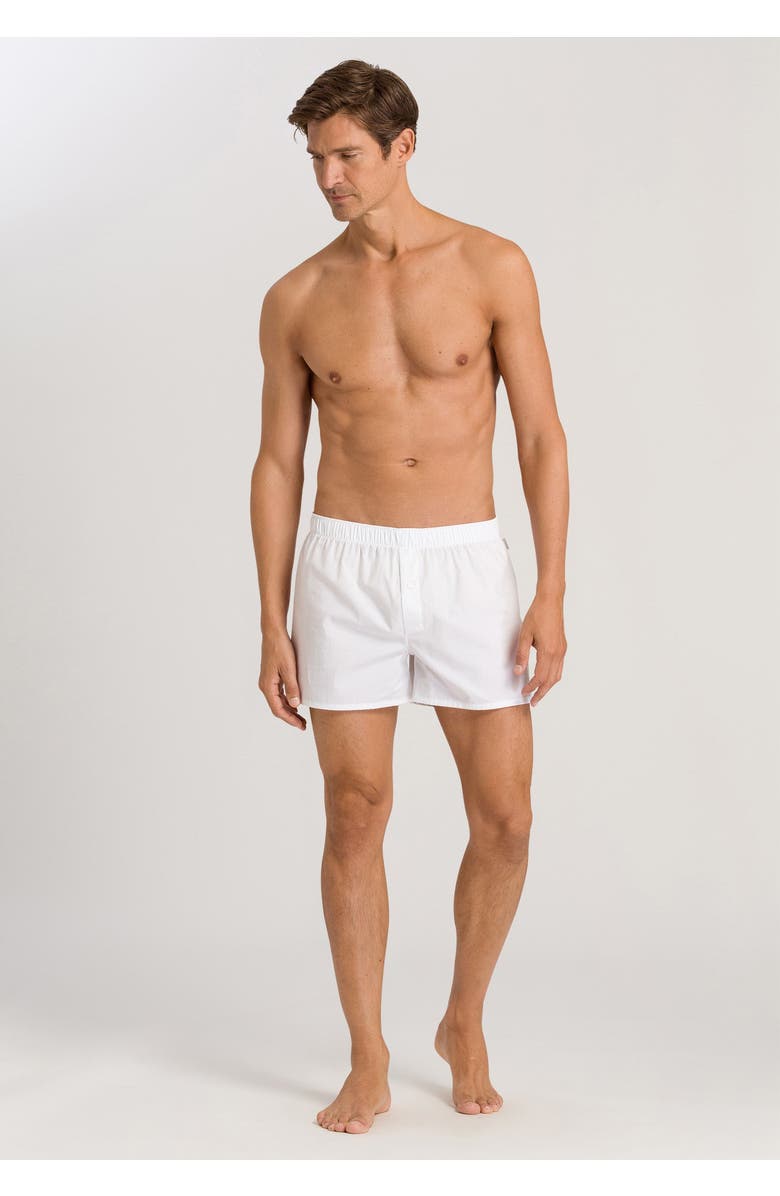 Hanro Fancy Woven Cotton Boxer, Alternate, color, White