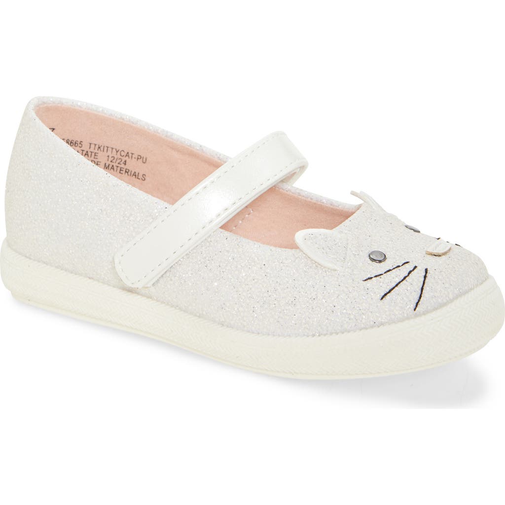 Tucker + Tate Kids' Kitty Cat Mary Jane In White Shimmer