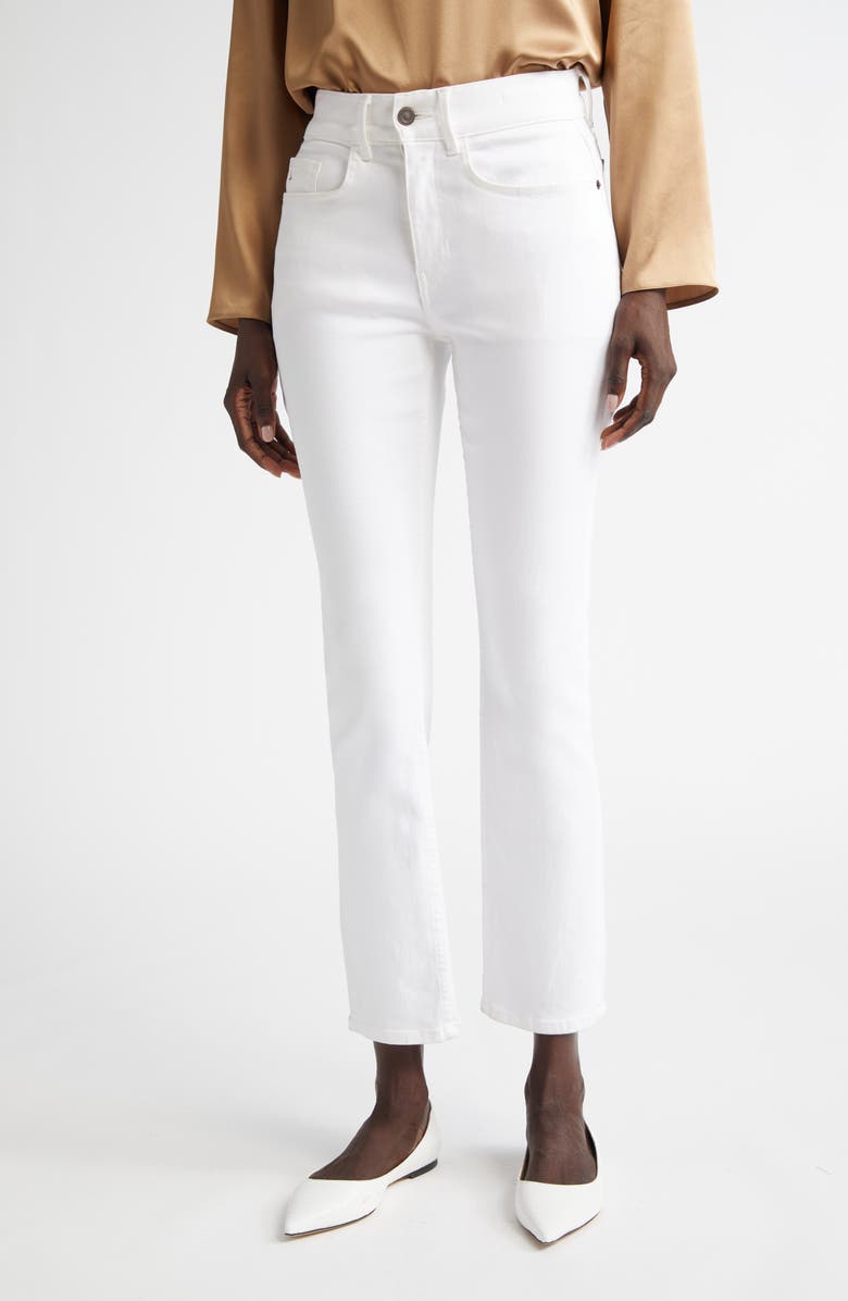 Lafayette 148 New York Reeve High Waist Straight Leg Ankle Jeans, Main, color, Washed Plaster