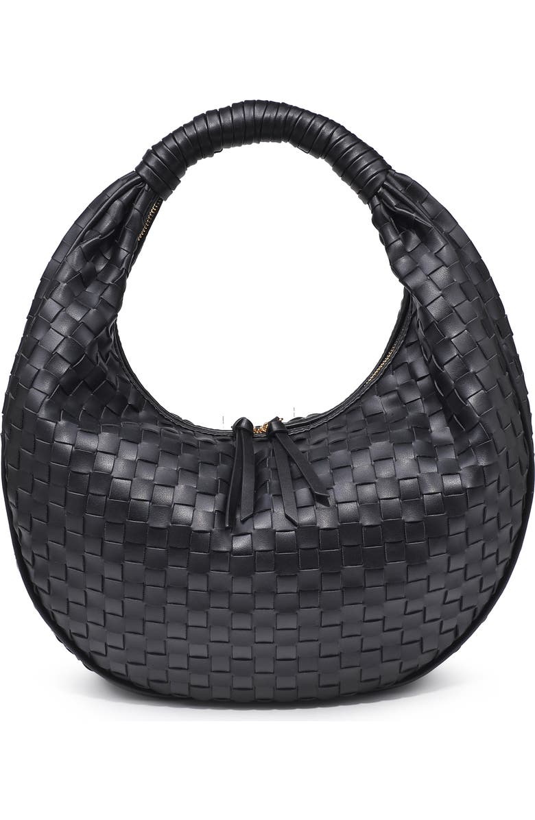 MODA LUXE Woven Faux Leather Hobo Bag, Main, color,