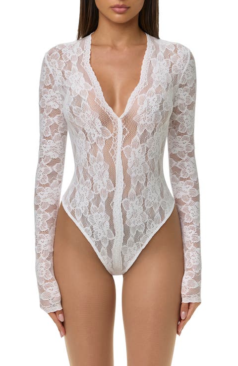 Lace Deep V-Neck Bodysuit