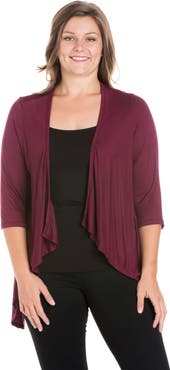 24seven Comfort Apparel Elbow Length Sleeve Open Cardigan