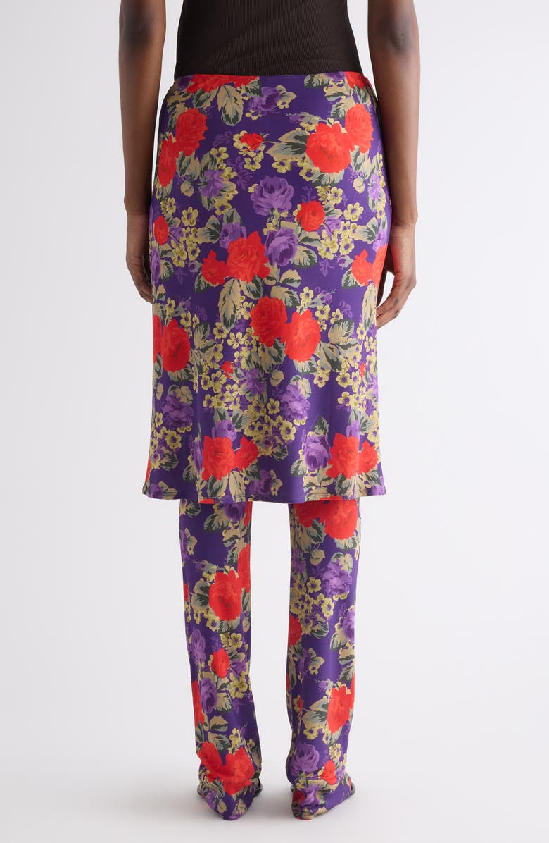 Acne Studios Floral Layered Knit Pants, Alternate, color, Multi Purple