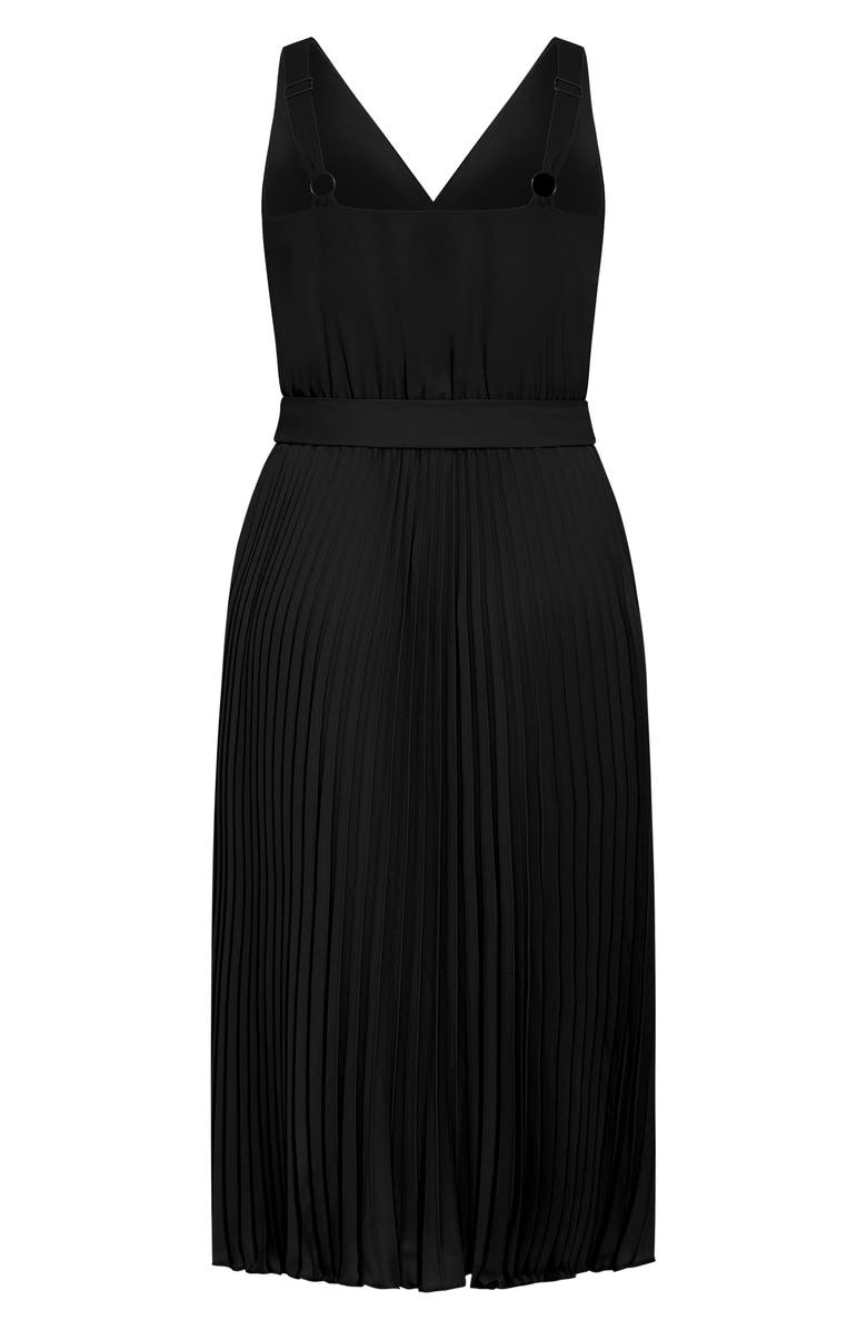 City Chic Lilly Pleat A-Line Dress, Alternate, color, Black