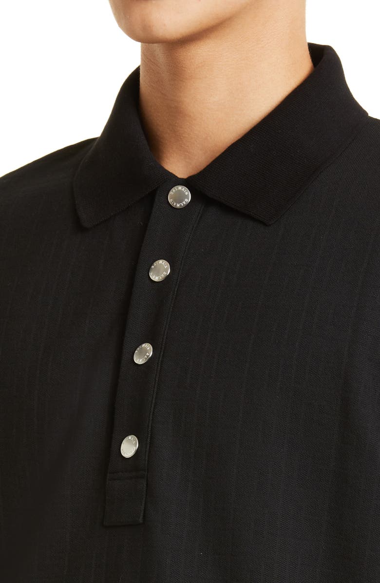 Balmain Snap Placket Cotton Piqué Polo, Alternate, color,