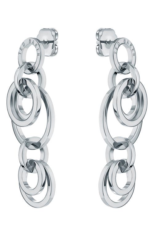 Ted Baker Huliet Multi Hoop Drop Earrings In Silver Tone/plain Metal