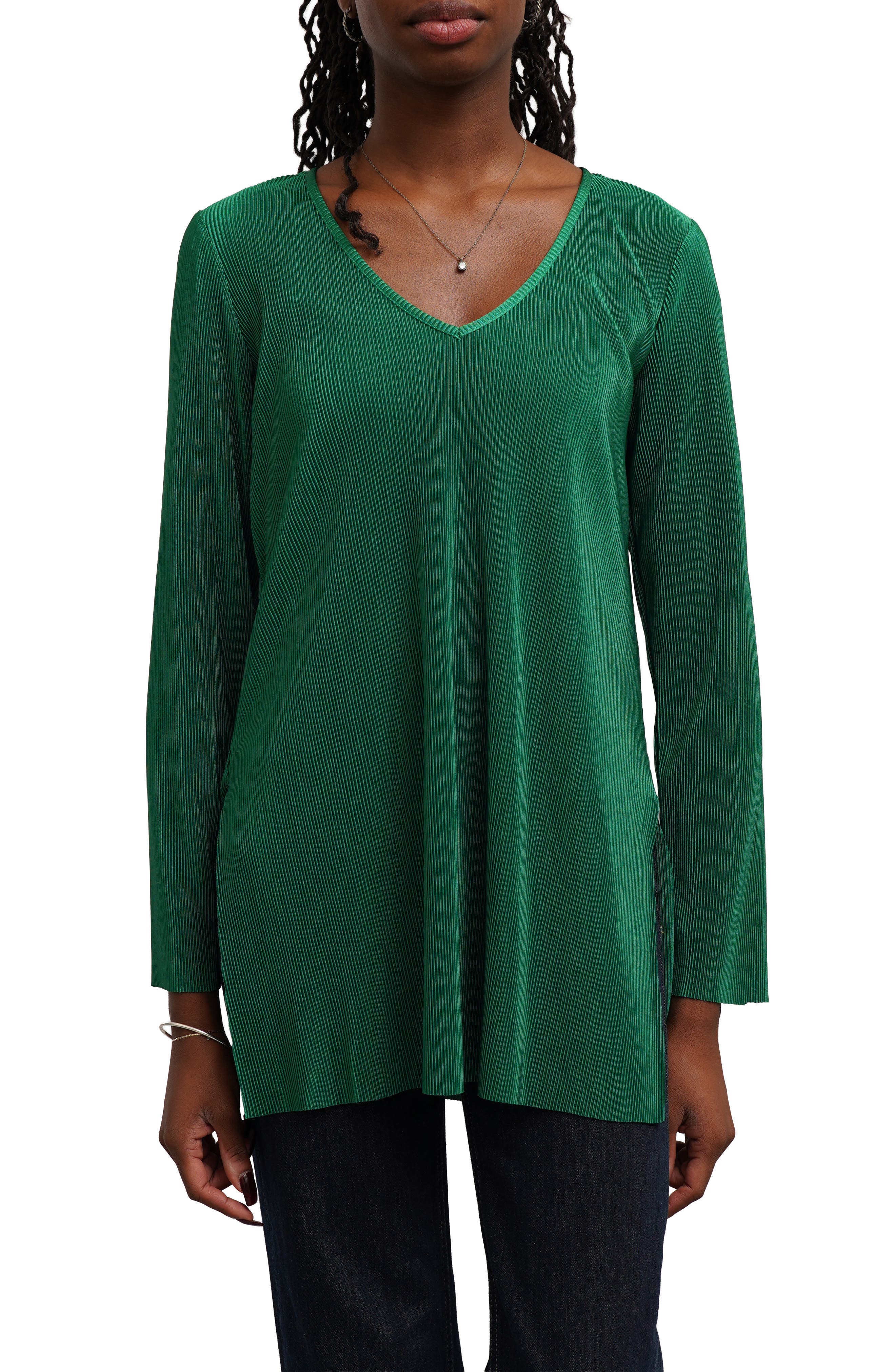 V-Neck Plissé Tunic