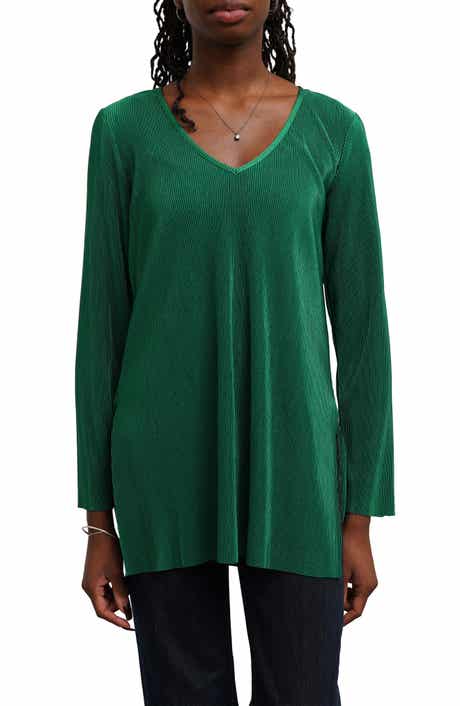 V-Neck Plissé Tunic