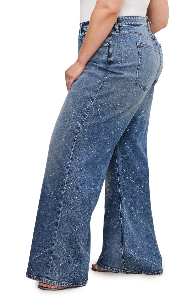 Good American Good Ease Relaxed Wide Leg Jeans, Alternate, color, 