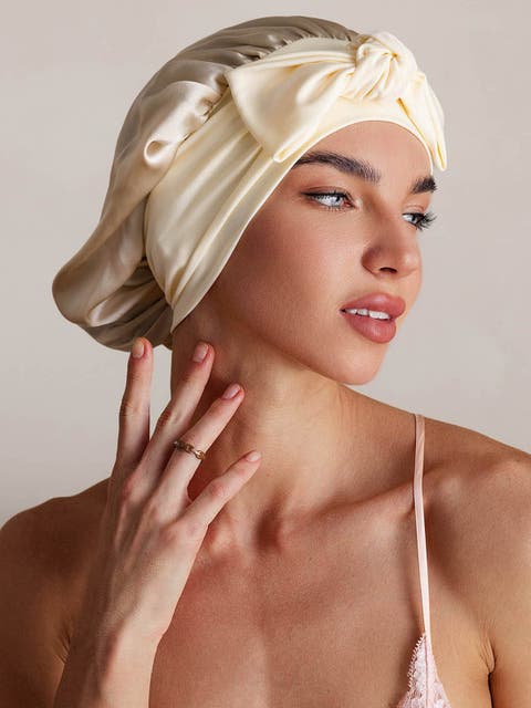 Pure Silk Bowknot Tie Bonnet