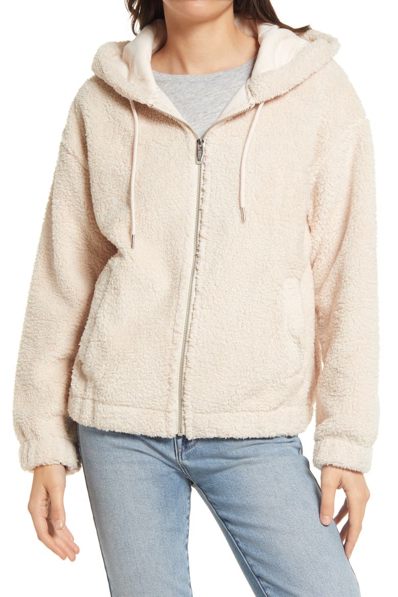 Faux Shearling Hoodie, Alternate, color, CREAM