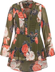 City Chic Mara Floral Print High-Low Peplum Top