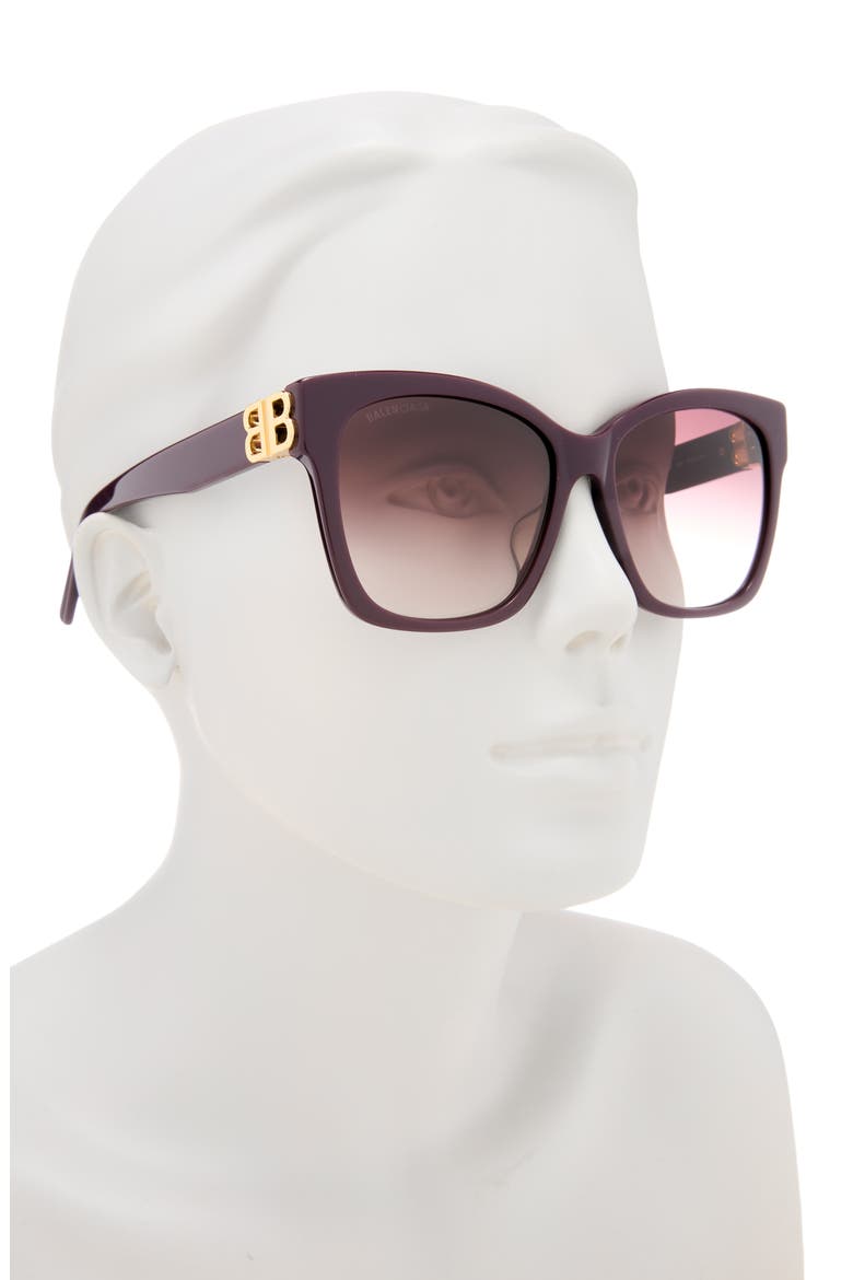 57mm Square Sunglasses, Alternate, color, VIOLET GOLD RED