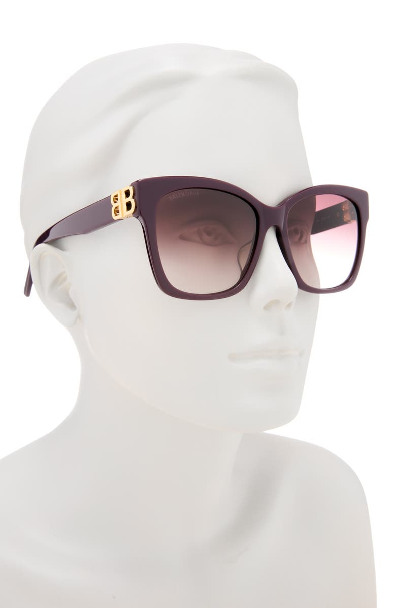 Balenciaga 57mm Square Sunglasses, Alternate, color, Violet Gold Red