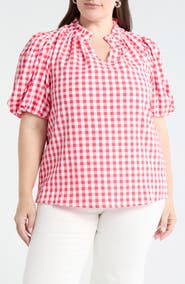 SUGARLIPS Ginham Ruffle Neck Top