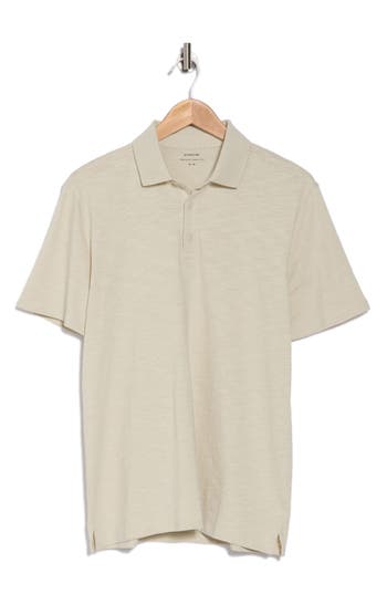 Vince Short Sleeve Slub Polo In Stone Beach