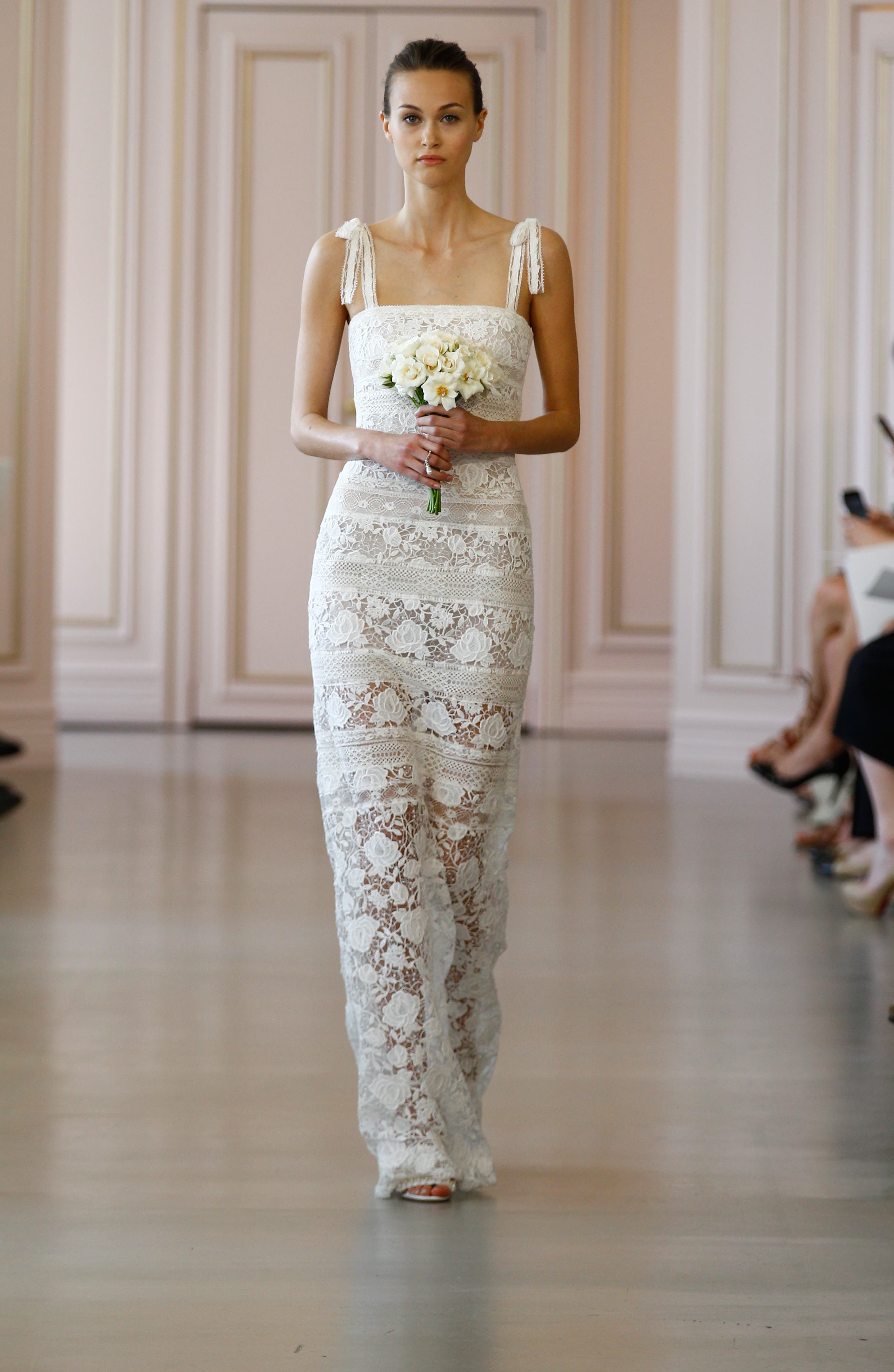 Oscar de la Renta Ellie Macramé & Lace Shoulder Tie Column Gown (Women ...