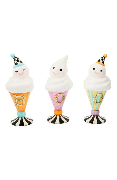 Mackenzie-childs Mackenzie Childs Trick Or Treat Boo Set Of 3 Ghost Figurines In Multi