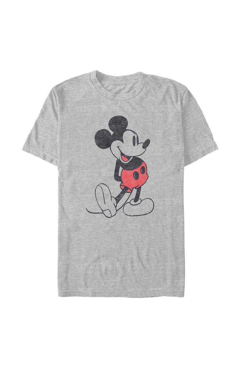 Mickey & Friends Men's Mickey & Friends Distressed Mickey Mouse Pose Graphic T-Shirt, Main, color, Athletic Heather