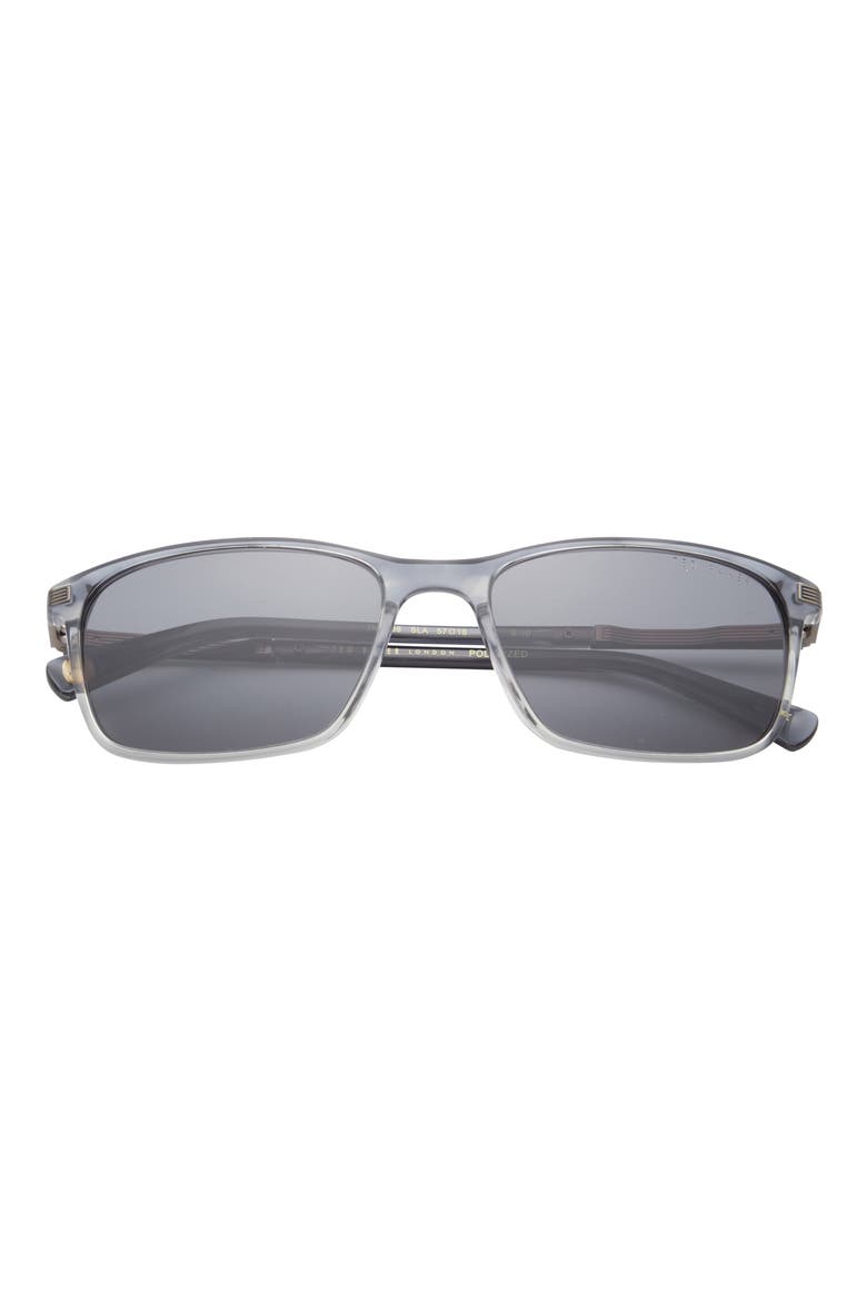 57mm Polarized Rectangle Sunglasses, Main, color, SLATE