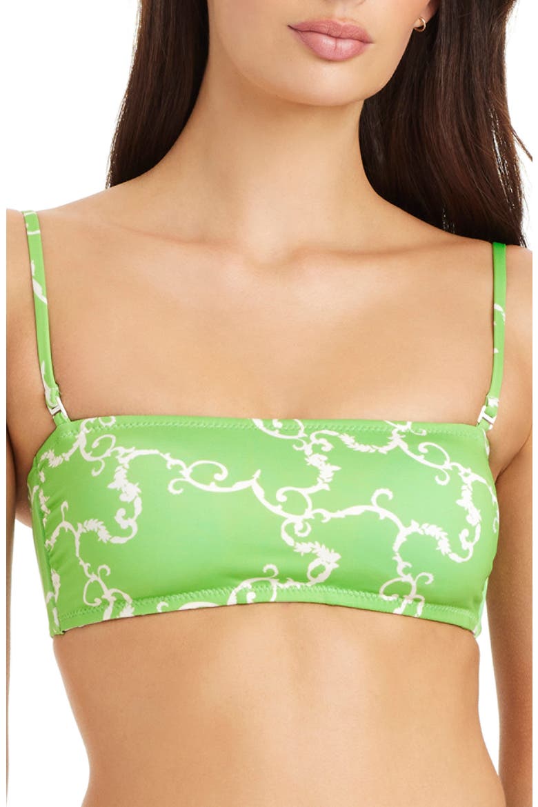 Reversible Bandeau Bikini Top with Removable Straps, Alternate, color, GREEN MULTI