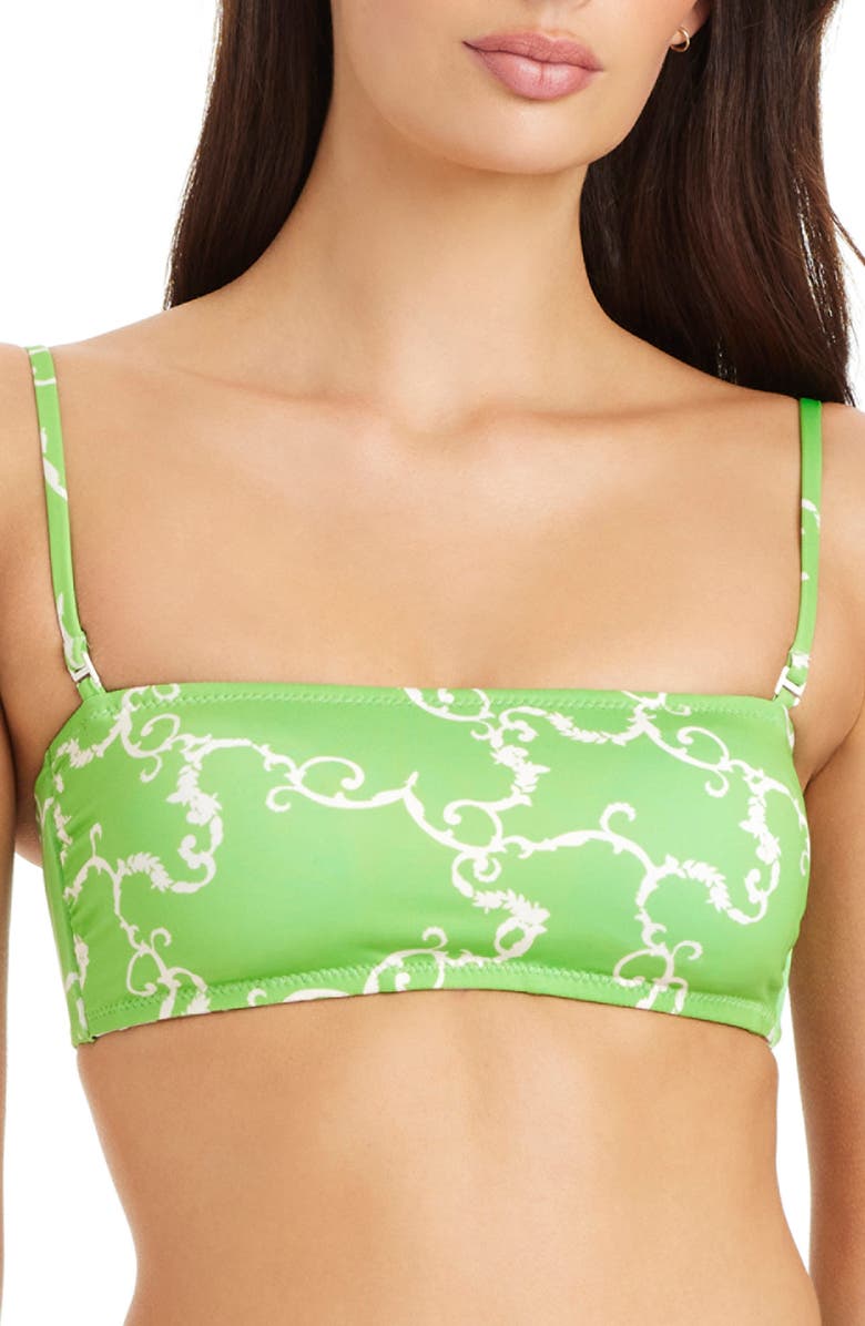 Sanctuary Reversible Bandeau Bikini Top with Removable Straps, Alternate, color, Green Multi