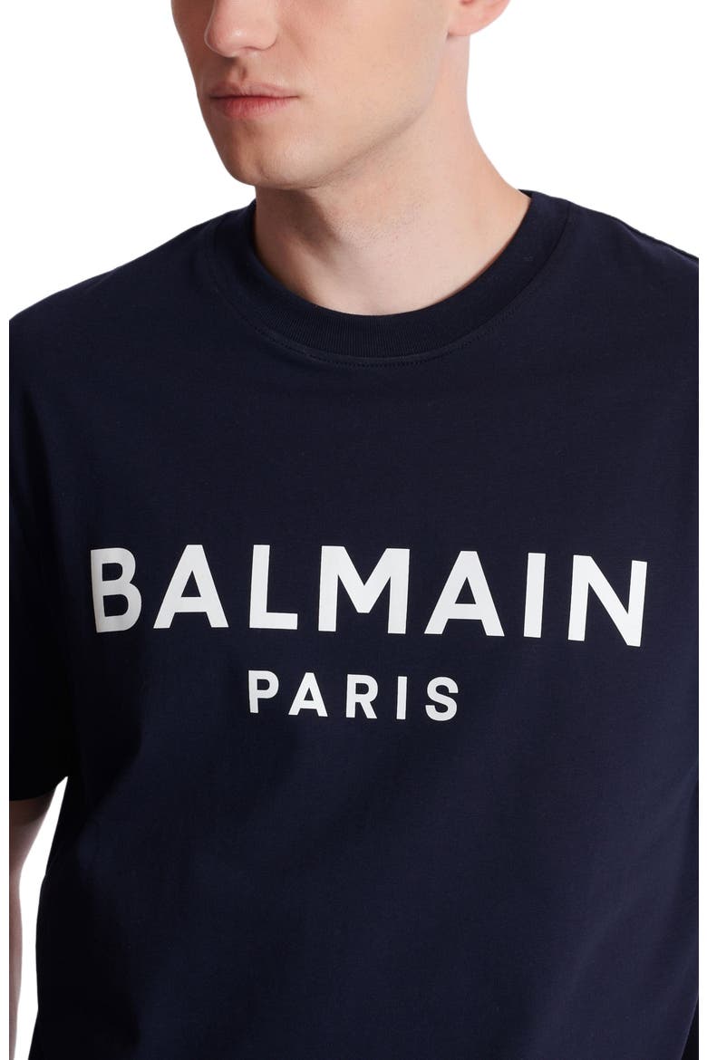 T-shirt with Balmain Paris print, Alternate, color, navy