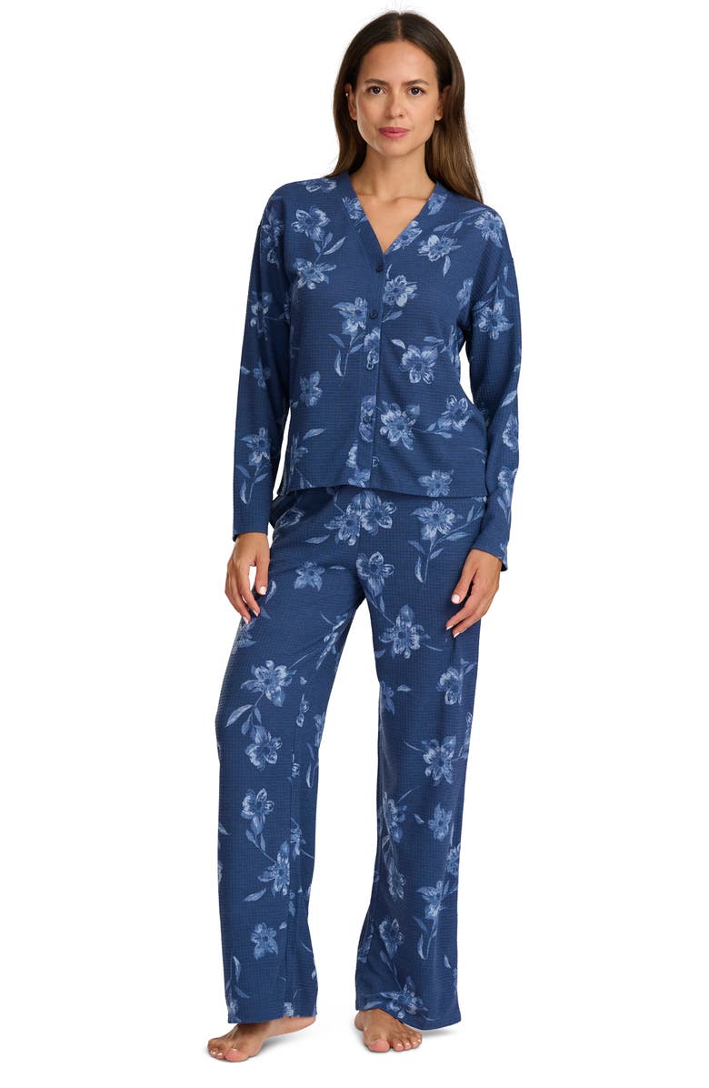 Splendid Waffle Stitch Long Pajamas, Alternate, color, Dusk Blooms