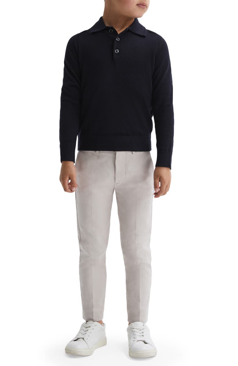 Reiss Kids' Trafford Jr. Wool Polo Sweater, Alternate, color, Navy