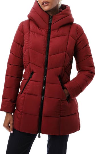 Red padded coat with hood deals